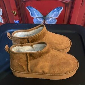 Tan , warm, women’s booties. Outside wear, never worn